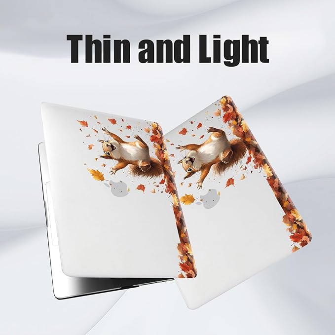 DTangLsm Compatible for MacBook Air 13 inch Case 2025 2024-2022 M4 M3 M2 A3240 A3113 A2681, Smooth Plastic Hard Shell Protective Cover for MacBook Air 13.6 Laptop Case+Keyboard Cover, Happy Squirrel