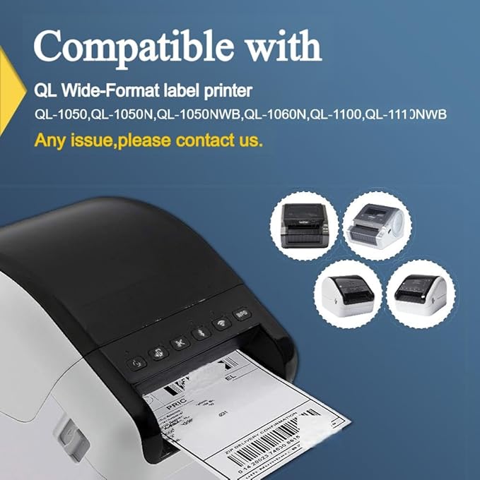 BETCKEY - Compatible Shipping Labels Replacement for Brother DK-1241 (4" x 6"), Use with Brother QL Label Printers [10 Rolls + 2 Reusable Cartridges]