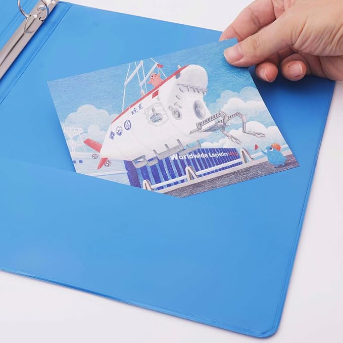 COMIX 3 Ring Binder 1 inch with Clear View Cover, 1" View Binder Holds 200 Sheets of US Letter Size Paper, 6 Pack (Light Blue)