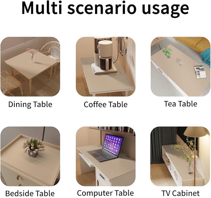 Table Protector Pad for Dining Room Table - Can Be Used On Both Sides Waterproof and Easy to Clean Good Flatness Used for Dining Table(Light Brown+Gray 46x96)