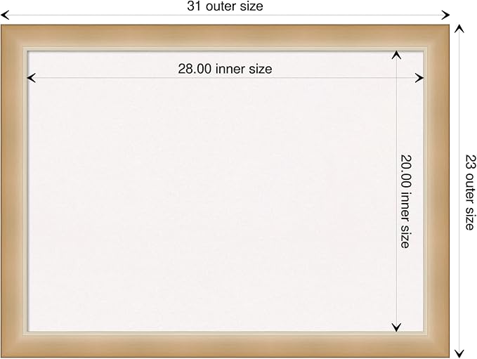 Amanti Art White Cork Board for Wall, 23x31 Vision Board with Gold Frame, Medium Corkboard Office Decor for Home Organization, Modern Contemporary Corkboard Pinboard to display items for home