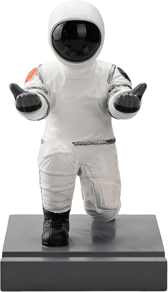 Astronaut Resin Pen Holder, Mobile Phone Stand, Device Stand, Desk Organizer Decorative Pen Holder (White&Black)