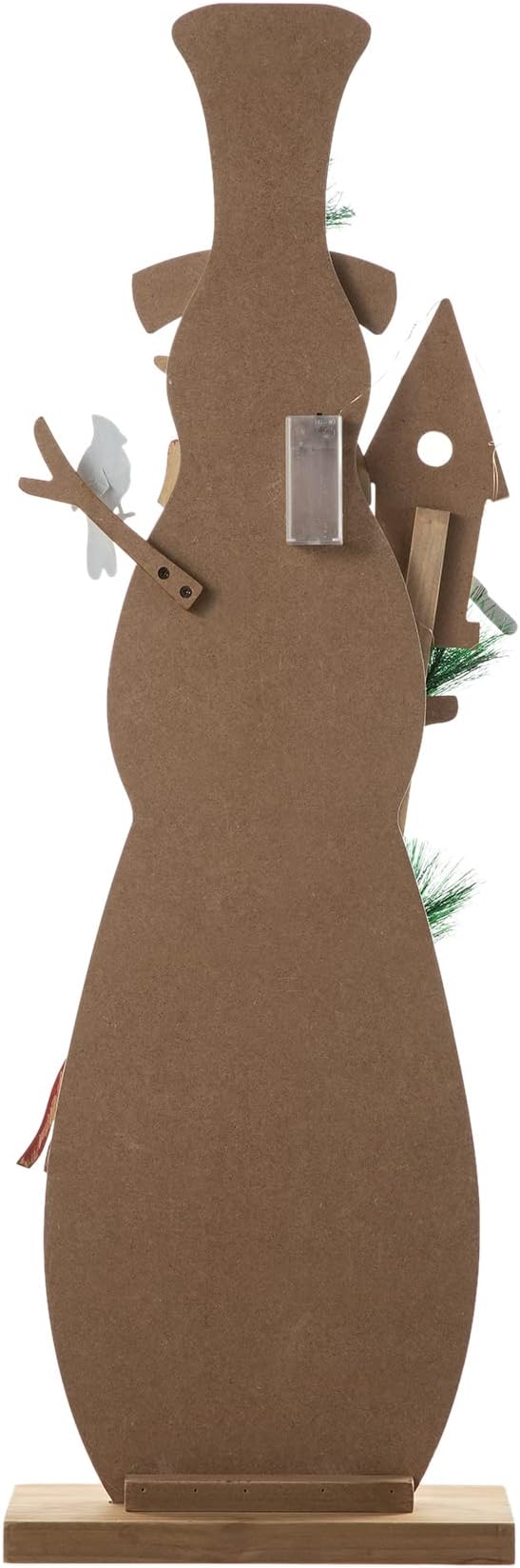 Glitzhome 36" H Lighted Wooden Christmas Snowman Porch Sign Standing Snowman with Birdhouse Porch Decor Rustic Merry Christmas Welcome Sign Holiday Party Outdoor Indoor Xmas Decorations