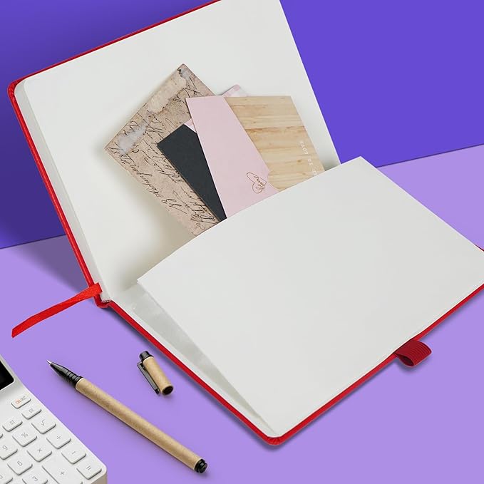 Lined Journal Notebooks for Work, Travel, College, A5 Size 100 GSM Thick Paper, Classic Ruled Journaling Notebook, Hardcover Notepad for Writing 160 Pages, 5.5 x 8.3 inch, Red