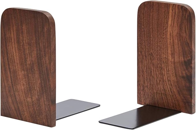 Pandapark Wood,Non-Skid Bookend for Shelves,Heavy Duty,Book Stand for CDs,1 Pair