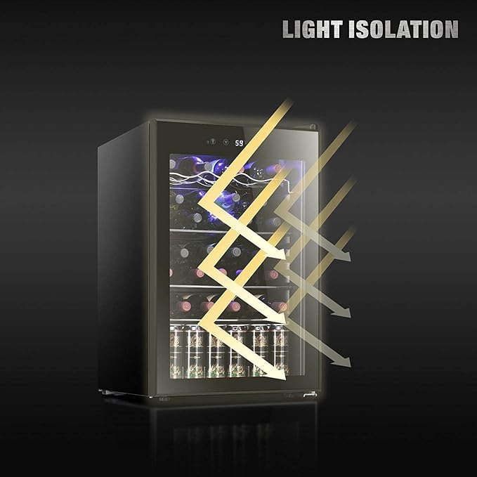 Antarctic Star 36 Bottle Wine Cooler/Cabinet BeverageRefrigerator Small Mini Wine Cellar Beer Soda Bar Fridge Quiet Operation Compressor Adjust Temperature Freestanding Black, 4.4 Cu. ft