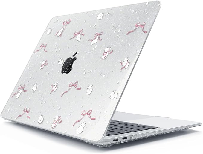for MacBook Air 13 inch Case 2018 2019 2020 2021 2022 Release A2337 M1 A2179 A1932 Retina Display & Touch ID, Plastic Hard Shell Case +Keyboard Cover+Screen Protector+Webcam Cover, Bunny-P