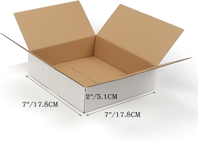 7x7x2 Shipping Boxes Set of 40, 3 Layers White Corrugated Cardboard Small Business Packing Box for Mailing