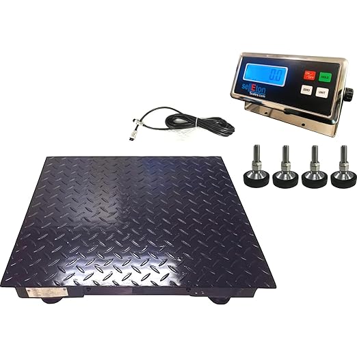 SellEton SL-700-2x2-5K Floor Scales, Accurate Pallet Scales with Smart Digital Indicator for Warehouse Shipping and Heavy Duty Industrial Weighing (24"x24", 5000 lb x 1 lb)