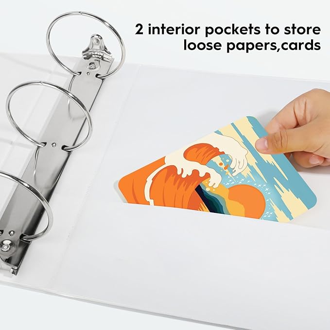 Comix Sturdy 3 inch Round Ring View Binder, Basic 3 Ring Binder 600-Sheet Capacity, Fit 8.5" x 11" Paper, 6 Pack (White)