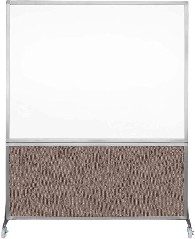 DivideWrite Mobile Whiteboard | Double Sided Dry Erase Board | Portable Office Cubicle Partition | Display for Classrooms, Conference Rooms, Meeting Areas and More | Latte Fabric 5' Wide X 6' Tall