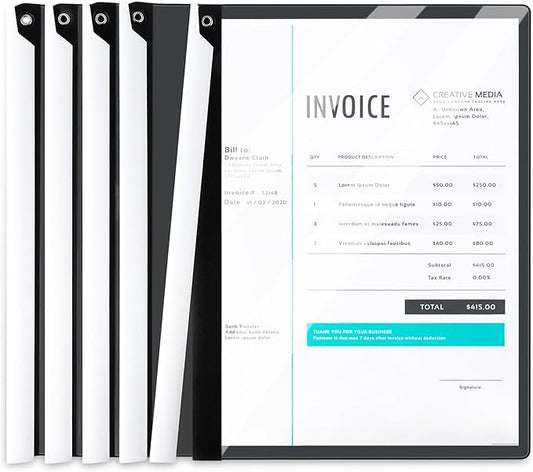 5PCS Clear Report Covers with Swing Clip, Professional Clear Front Presentation Folders Resume Folder, 30 Sheets Capacity A4 Size File Document Organizer, No Punch Needed (Black)