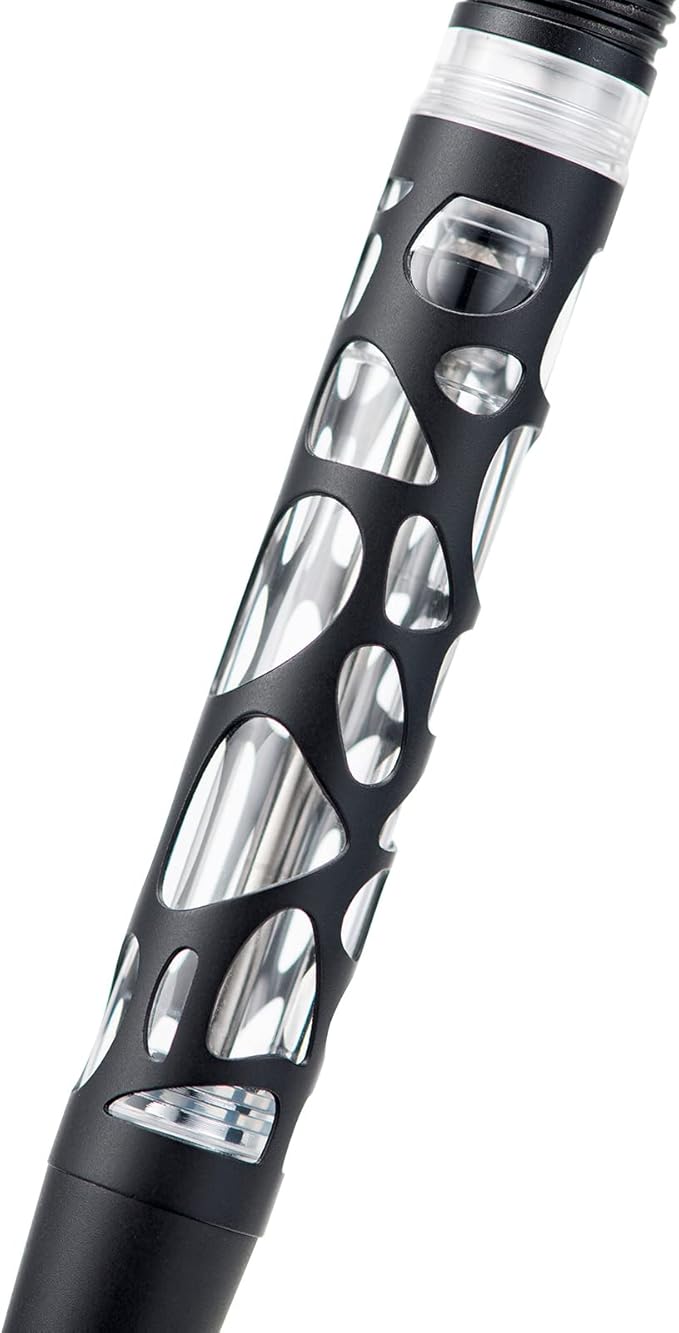 Asvine V169 Vacuum Filling Fountain Pen, Matte Black Water Drop Skeleton Transparent Acrylic Pen, Black Medium Nib Office Pen with Case Set