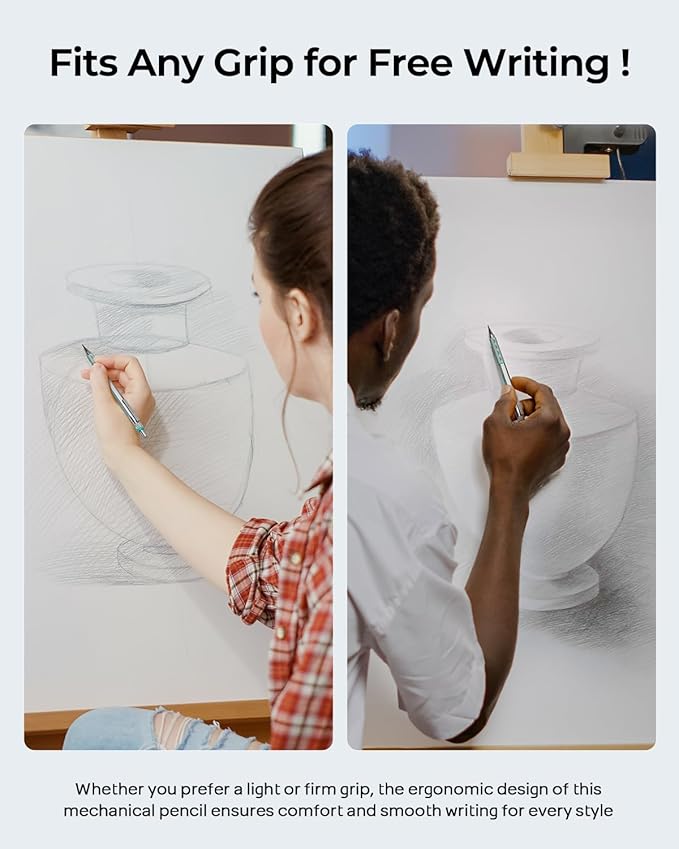 Nicpro 2mm Mechanical Pencils in Case, 3 Pack Blocky Gear Metal Drafting Lead Holder with 13 Tubes 2mm Lead Refills (HB 2B 2H 4B 4H 6B & Colors), Erasers for Carpenter Writing Drawing Woodworking