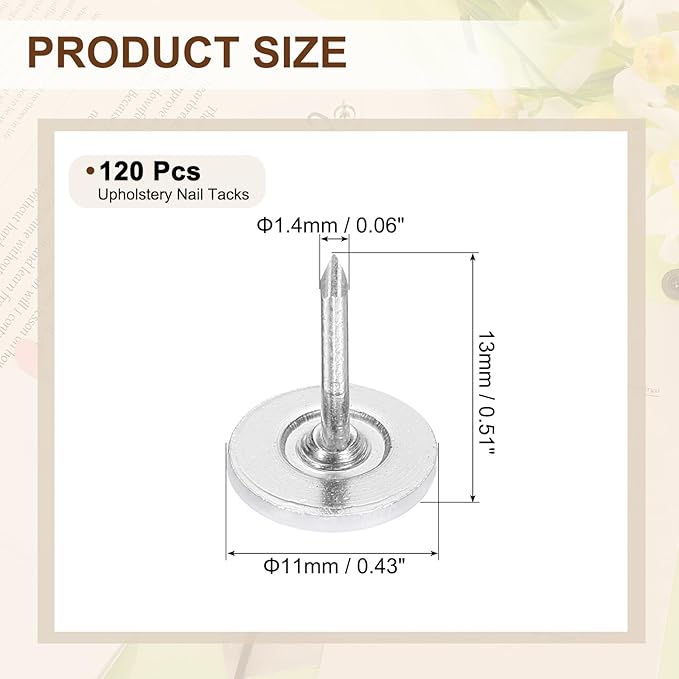 uxcell 120Pcs Push Pins, 11mmx17mm Round Flat Head Decorative Thumb Tacks Upholstery Tacks for Cork Board Office Wall Hangings, White