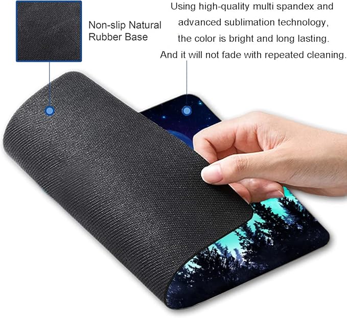 Hokafenle Mouse Pad, Square Personalized Computer Mouse Pads with Forest Moon Design, Washable Mouse Mat, Gaming Office Home Non-Slip Rubber Base Mousepad