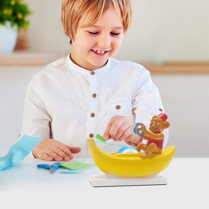 Amazeko Clapping Monkey Tape Dispenser with Cymbals, Fun Animal Desk Decor, 1 in Core, Non-Slip Weighted Banana