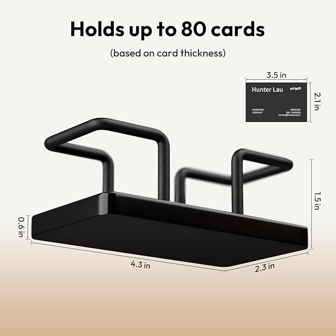 NIUBEE Acrylic Business Card Holder: Metal Business Card Display Stand for Desk - Frosted Gift Card Organizer for Office, Reception, Desktop (Black) - 2pack
