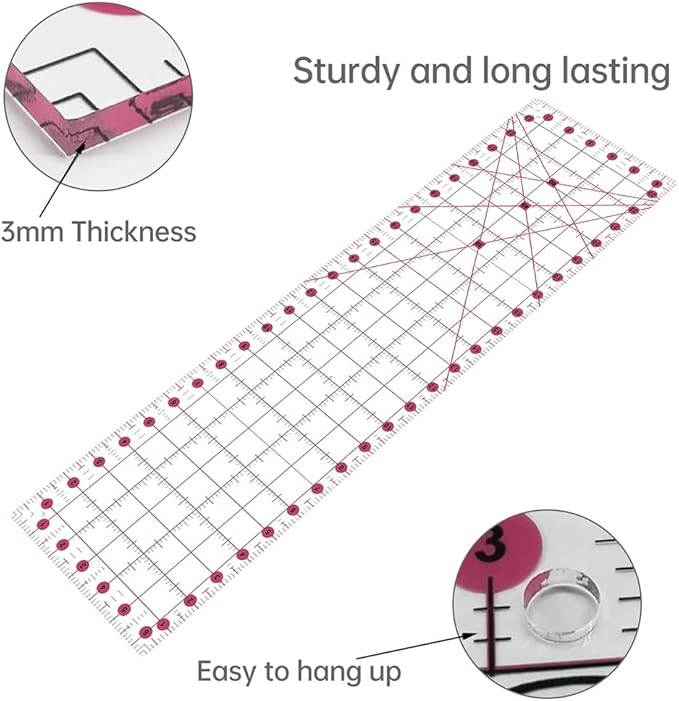 Rotary Cutter Set Pink- Quilting Kit incl. 45mm Fabric Cutter, 5 Replacement Blades, A1 Cutting Mat, Acrylic Quilting Ruler and Sewing Clips, Craft Knife Set, Ideal for Crafting, Sewing, Patchworking