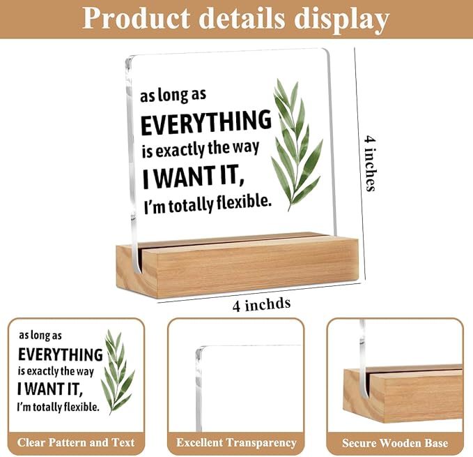 Office Decor Funny Acrylic Sign with Wood Stand, Funny Office Gifts Bedroom Office Living Room Desk Cubicle Table Shelf Decor, Office Gift for Women Men Girls Coworker Friends Boss Manager