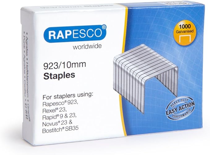 Rapesco 1307 ECO Heavy-Duty Stapler with 2000 Staples Type 923/10mm (3/8"), 100 Sheet Capacity, Uses Type 923 (1/4" to 1/2") and Type 24 High-Capacity (1/4" and 5/16") Heavy-Duty Staples, Black
