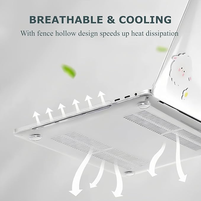 DTangLsm Compatible with MacBook Air 13 inch Case 2022 2021 2020-2018 Model A2337 M1 A2179 A1932 Cute Cartoon Clear Plastic Hard Shell Case with Cute Plush Sheep & Keyboard Cover, Cute Cartoon Sheep