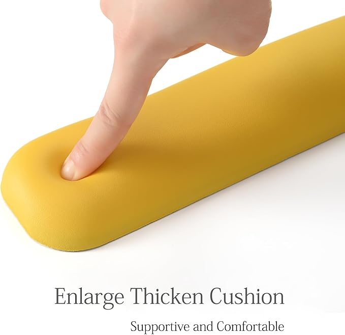 UnivoColors Design-Wave Keyboard Wrist Rest, Artificial Sheepskin+Memory Foam+Ergonomic+Anti-Slip Gel, Resilience Support During Work and Gaming,Keyboard Accessory,Yellow