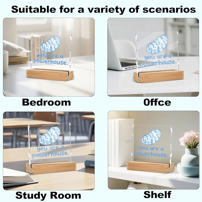 Biology Gifts for Women Men, Science Motivational Quote Sign, Thank You Gifts for Home Office Desk Acrylic Decorative Signs for Teachers Colleague Healthcare Providers, 4 x 4 Inch