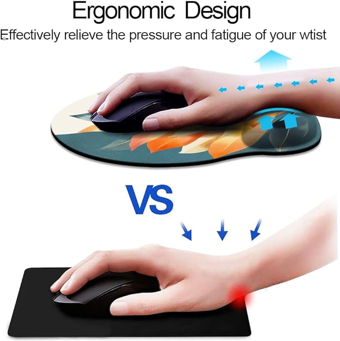 Ergonomic Mouse Pad with Wrist Support,Mouse Pad with Wrist Rest,Relieve Wrist Pain Mousepad Non-Slip Rubber Base,Mouse Pads for Desk,Computers,Laptop,Office,Home,Accessories Aesthetic Art
