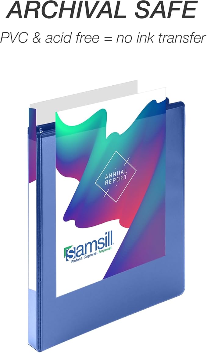 Samsill Durable 0.5 Inch Binder, Made in USA, D Ring Binder, FSC 100% Recycled Chipboard, Blue, 4 Pack