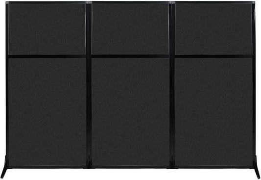 Versare Office Workstation Screen | Portable Wall Divider | Modern Cubicle | Freestanding Privacy Screen | Flexible Work Space | 3 Panels | 99" Wide x 70" Tall Black SoundSorb Panels