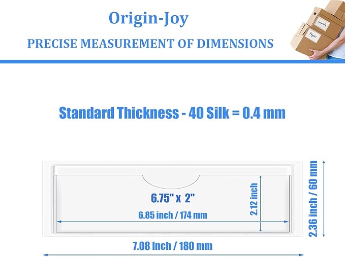 Origin-Joy 25 PCS Self-Adhesive Index Label Pockets, Clear Plastic Peel & Stick Card Holders with Top Open for Loading (6.75 x 2 inch)