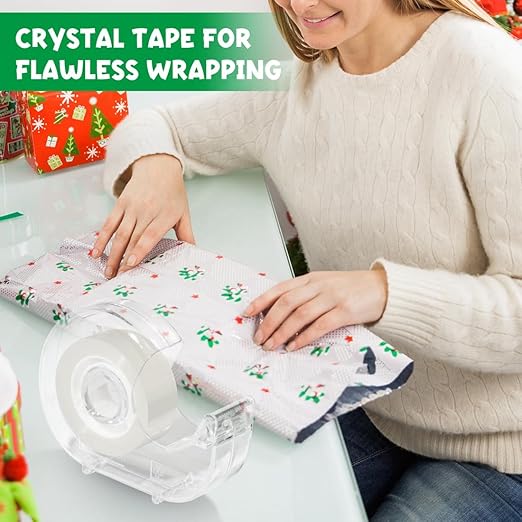 Clear Tape Rolls-12 Pack Transparent Tape Bulk with Dispensers-7/10 X 1000 Inches Glossy Office Tape for School Store