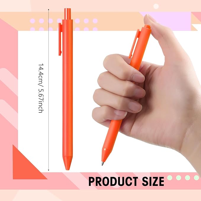 Fulmoon 50 Pcs Ballpoint Pens Bulk Retractable Comfortable Writing Pens Cute Back to School Supplies in Medium Point 1.0 mm for Teacher Student Bridal Shower Baby Shower (Orange)