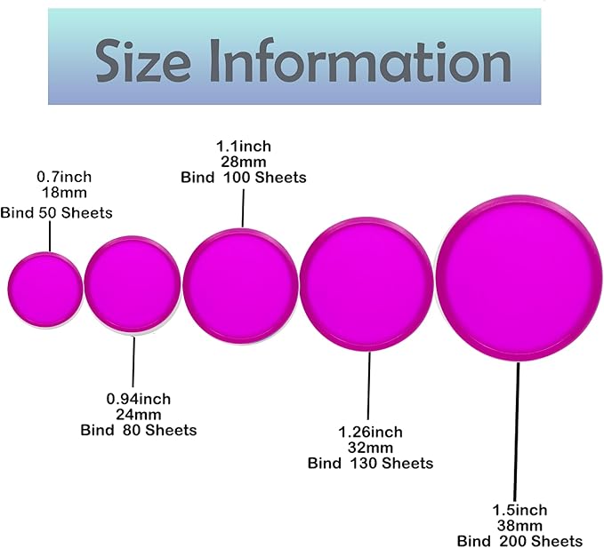 100pcs Discbound Notebook Discs DIY Planner Accessories fits for Tul,Levenger,Arc,Happy Planner,Talia(Transparent Purple,0.94inch/24mm)