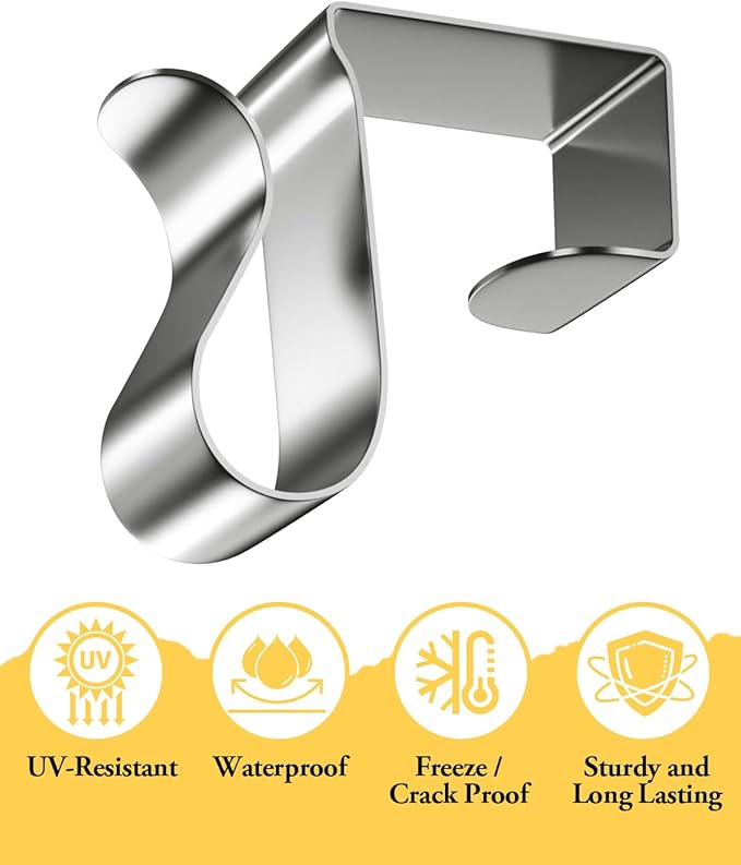 Gutter Clips for Hanging Outdoor Lights: 100 Pcs Metal Christmas Light Clips for outside String Lights - Weatherproof Gutter Clips for Xmas Halloween Seasonal Rope Mini Holiday Decoration Lights