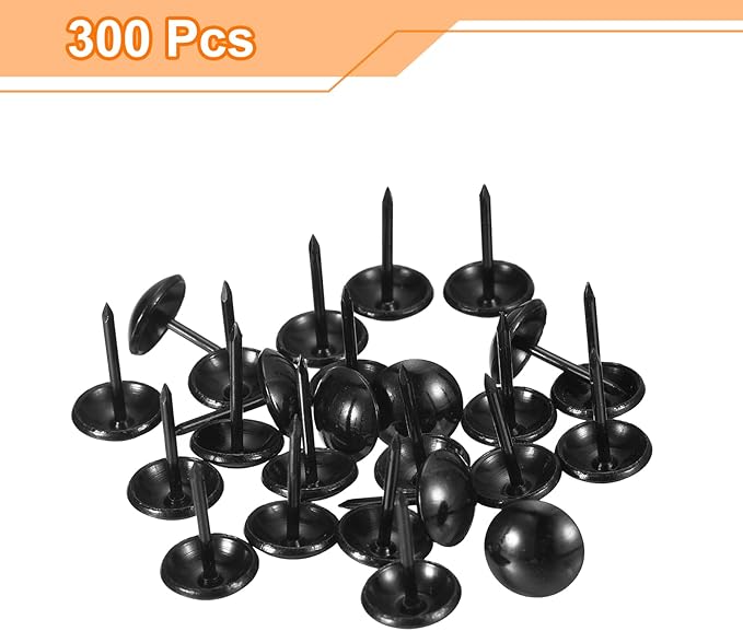 uxcell Upholstery Tacks Nail Pins Furniture, 100Pcs 11x17mm Thumb Tack Pins Assortment Kit Carbon Steel for Home Sofa DIY Decorative Nail Heads Nails, Black