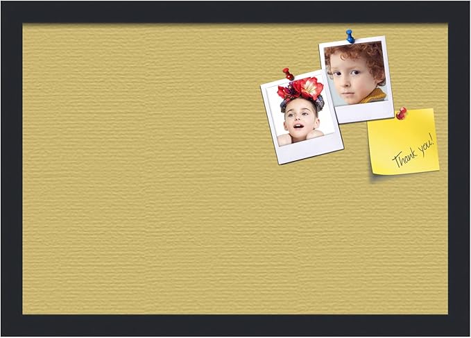 PinPix 19x13 Inch Cork Bulletin Board. This Decorative Framed Pin Board Comes with Honey Pastel Design and a Satin Black Frame. Ideal for Home Office Decor or Message Board (PinPix-1810)