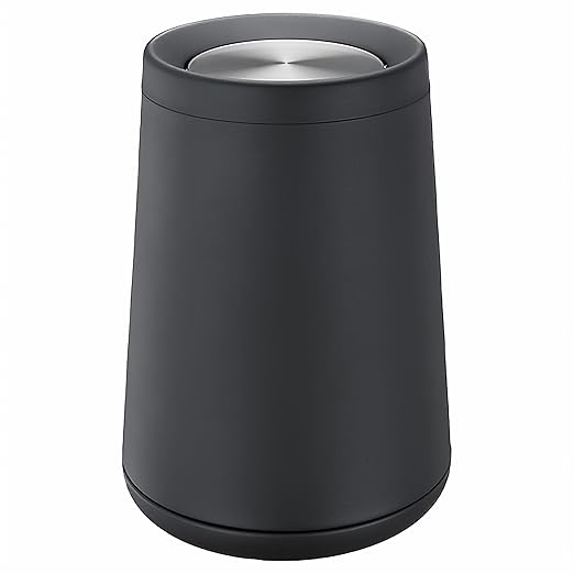 10 L/2.6 Gallon,Matte Black Bathroom Trash Can,Metal Garbage Can with Flipping Lid,for Bathroom, Living Room,Bedroom,Hotel,Office, Laundry Room (Black)