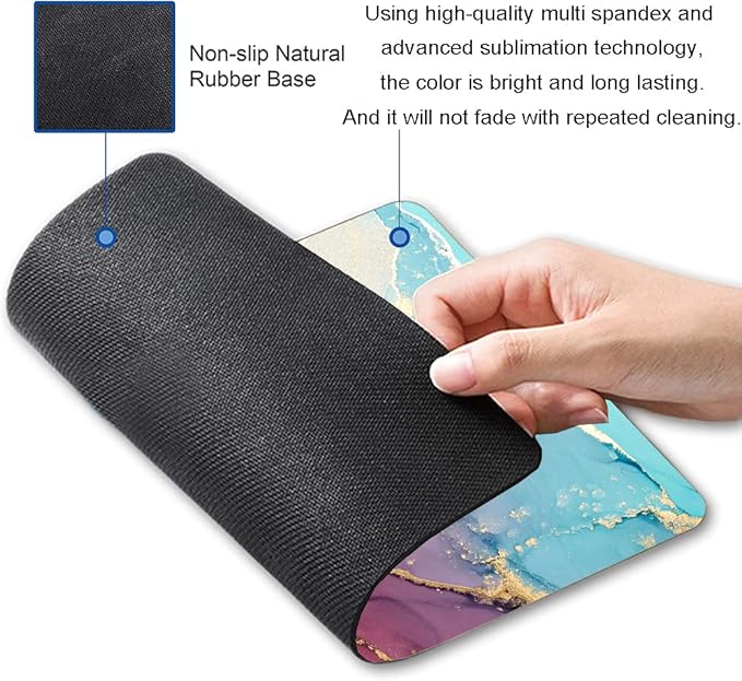 Mouse Pad, Cute Colorful Marble Mouse Pads with Design, Square Washable Cloth Personalized Mouse Mat, Gaming Office Home Non-Slip Rubber Base Computer Mousepad