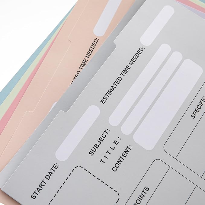 Y YOMA 6 Pack File Folder Jackets Letter Size Paper Pocket File Folder with Reinforced Straight-Cut Tab Pre-Printed Job Folders No Expansion Organizer for Office, Soft Colors, Project Design