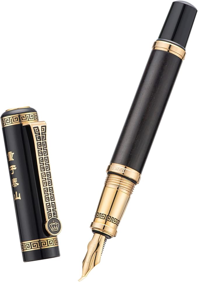 Lanxivi Duke Fude Pen Bent Nib Ebony, Sima Qian Memorial Fountain Pen Medium to Broad Art Drawing Calligraphy Handwriting Pen