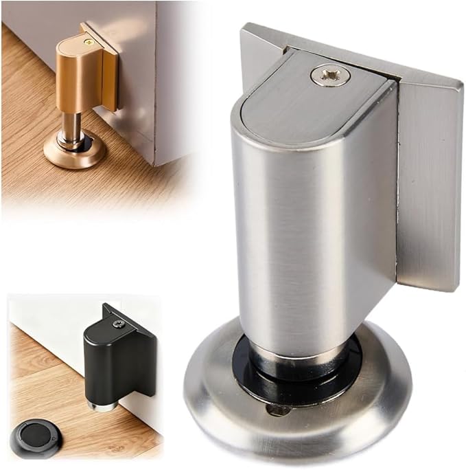 2026 New Door Wedge Stopper, Magnetic Doors Stoppers for Bottom of Door, No Drill Invisible Doorstops for Inside Door, Heavy Duty Magnetic Doors Catch Holder to Keep Doors Open (Silver)