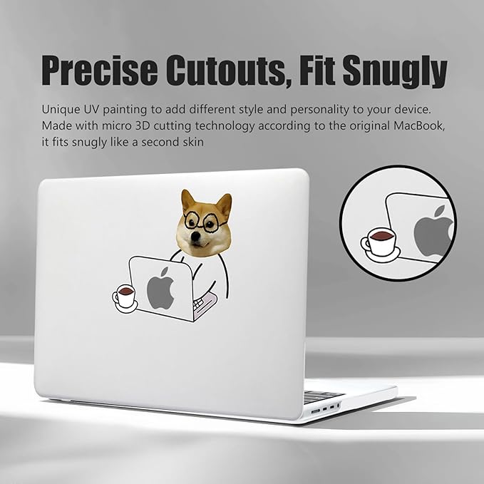 DTangLsm for MacBook Air 13 inch Case 2025 2024-2022 M4 M3 M2 A3240 A3113 A2681, Cute Plastic Hard Shell Cover for MacBook Air 13.6 inch Case Dog Mac Book Air M2 Cover+Keyboard Skin, Hard-Working Dog