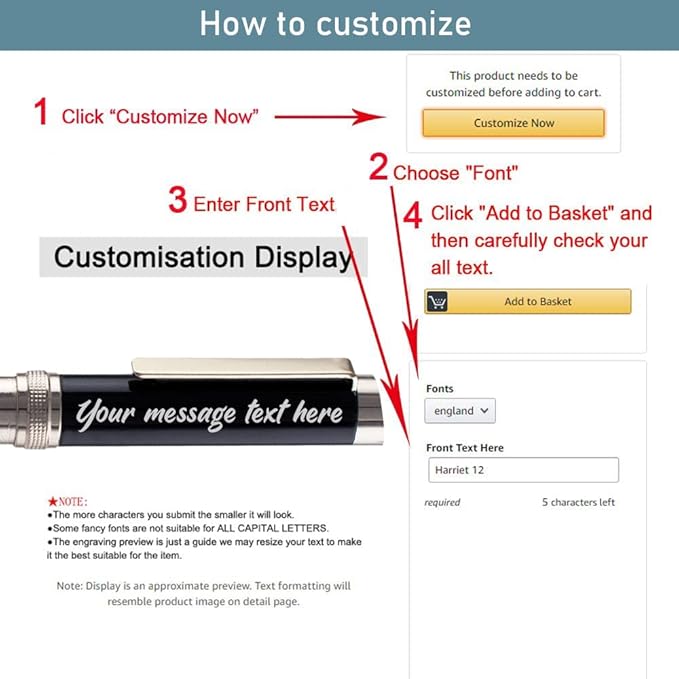 Ancolo Personalized Pens - Advertising Buesiness Gift Office Writing Set- Engraved with Your Message Name Company Team Name, Phone Number Perfect for Business Men 5 Pens/BOX