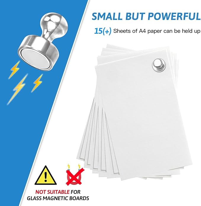 50Pack Magnets for Whiteboard,Strong Silver Refrigerator Magnets,Fridge Magnet,Map Magnets,Small Push Pin Magnet for Whiteboard,Fridge,Office,Classroom