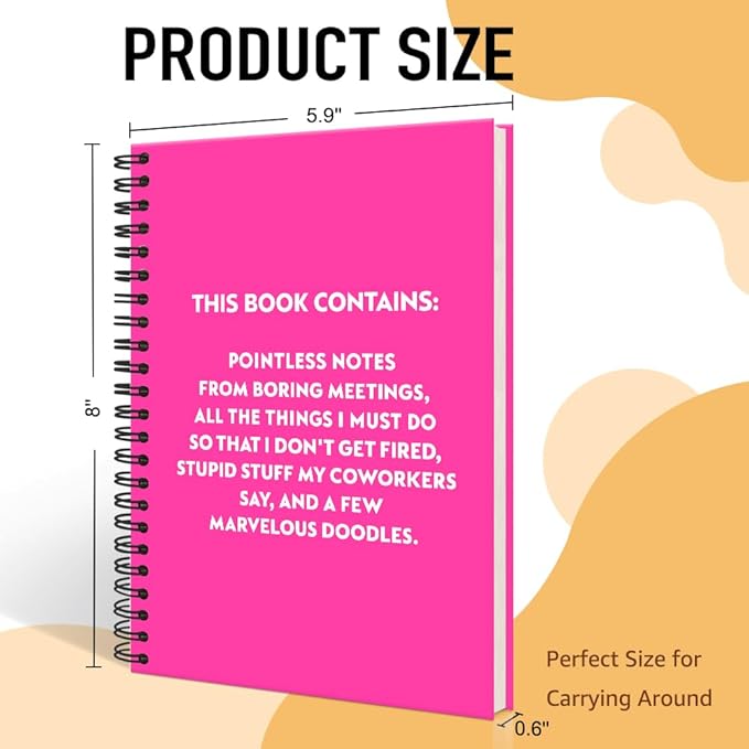Pointless Notes from Boring Meetings Funny Rose Red Golden Spiral Notebook, Humorous Office Gifts, Gag Gifts for Coworkers, Funny Office Sarcastic Gifts for Coworkers,Team Members, Employees