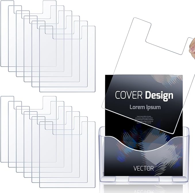 8'' x 10'' Clear Acrylic Literature Shield for 8. 5'' x 11'' Brochure Magazine Holders Clear Brochure Holders Shield to Keep Papers from Falling Forward for Marketing Store Shopping Office(12 Pcs)