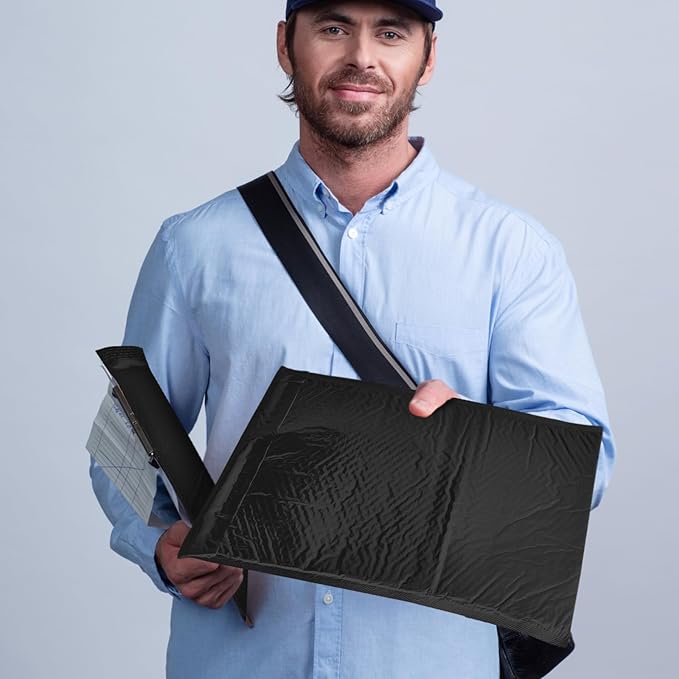 Henoyso 30 Pcs Extra Large Bubble Mailers 14 x 19 Inches Resealable Padded Envelopes Waterproof Shipping Bags Poly Padded Mailers Bulk for Mailing Packaging Small Business(Black)