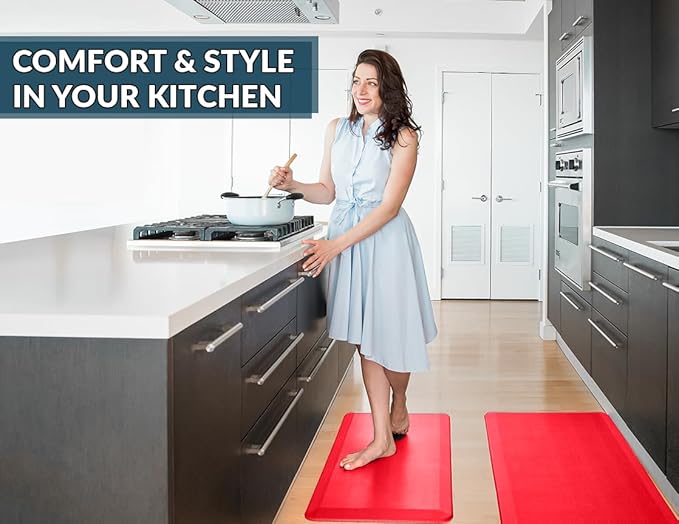 ComfiLife Anti Fatigue Floor Mat – 3/4 Inch Thick Kitchen Mats for Floor, Standing Desk Mat, Kitchen Rug – Comfort at Home, Office – Durable – Stain Resistant – Non-Slip (20" x 39", Scarlet Orange)